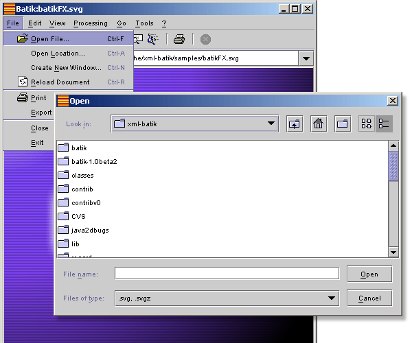 File Open in Squiggle - the SVG browser