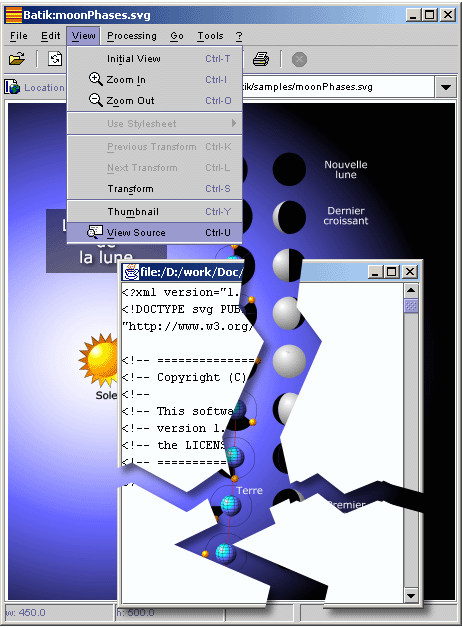 Viewing the source code